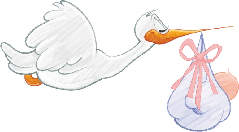 A Cartoon Of A Bird And A Baby
