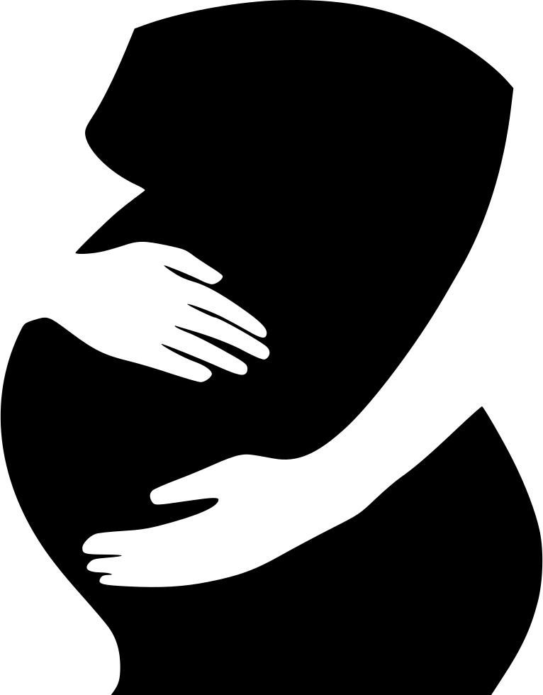 A Black Silhouette Of A Woman's Belly