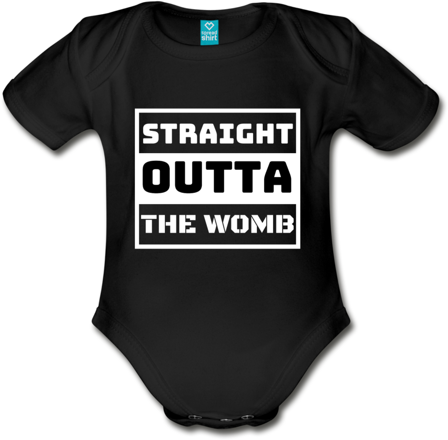 A Black Baby Bodysuit With White Text