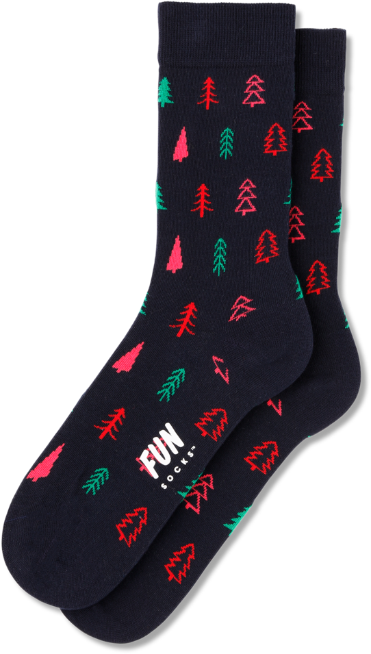 A Pair Of Socks With Trees On Them