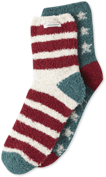 A Pair Of Red And White Striped Socks