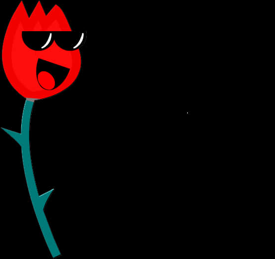 A Cartoon Of A Flower With Sunglasses