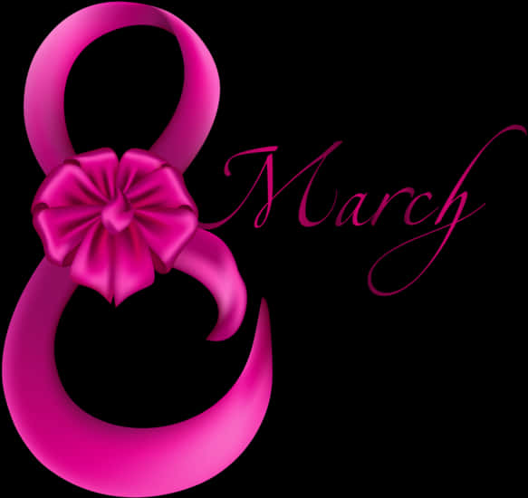 A Pink Ribbon And A Bow On A Black Background