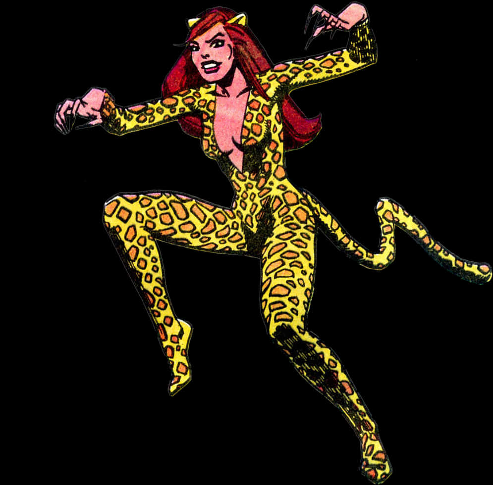 A Cartoon Of A Woman In A Leopard Garment