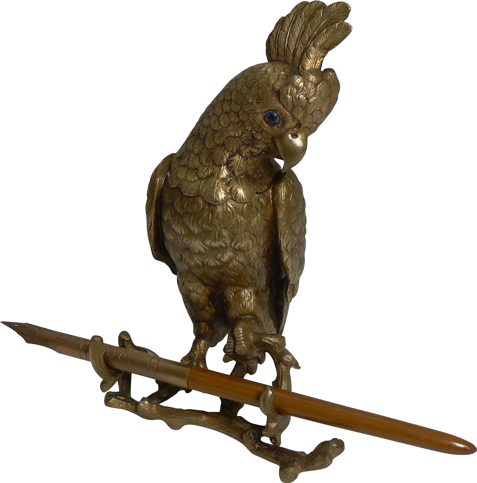 A Gold Bird Statue With A Sword