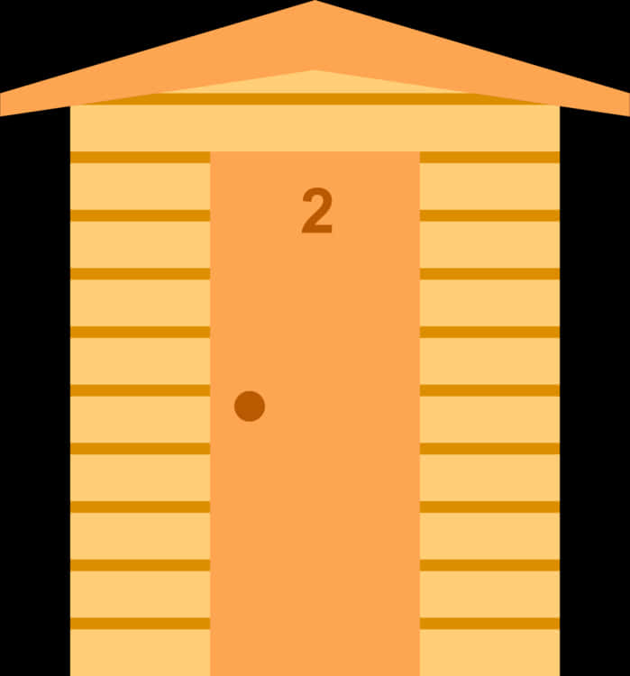 A Yellow Wooden Shed With A Door And A Black Background