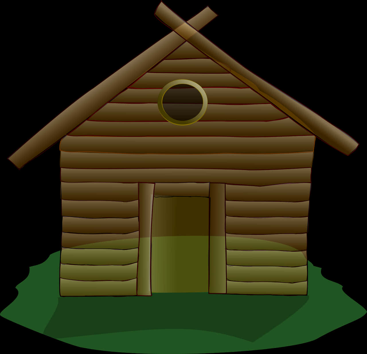 A Cartoon Of A Log Cabin