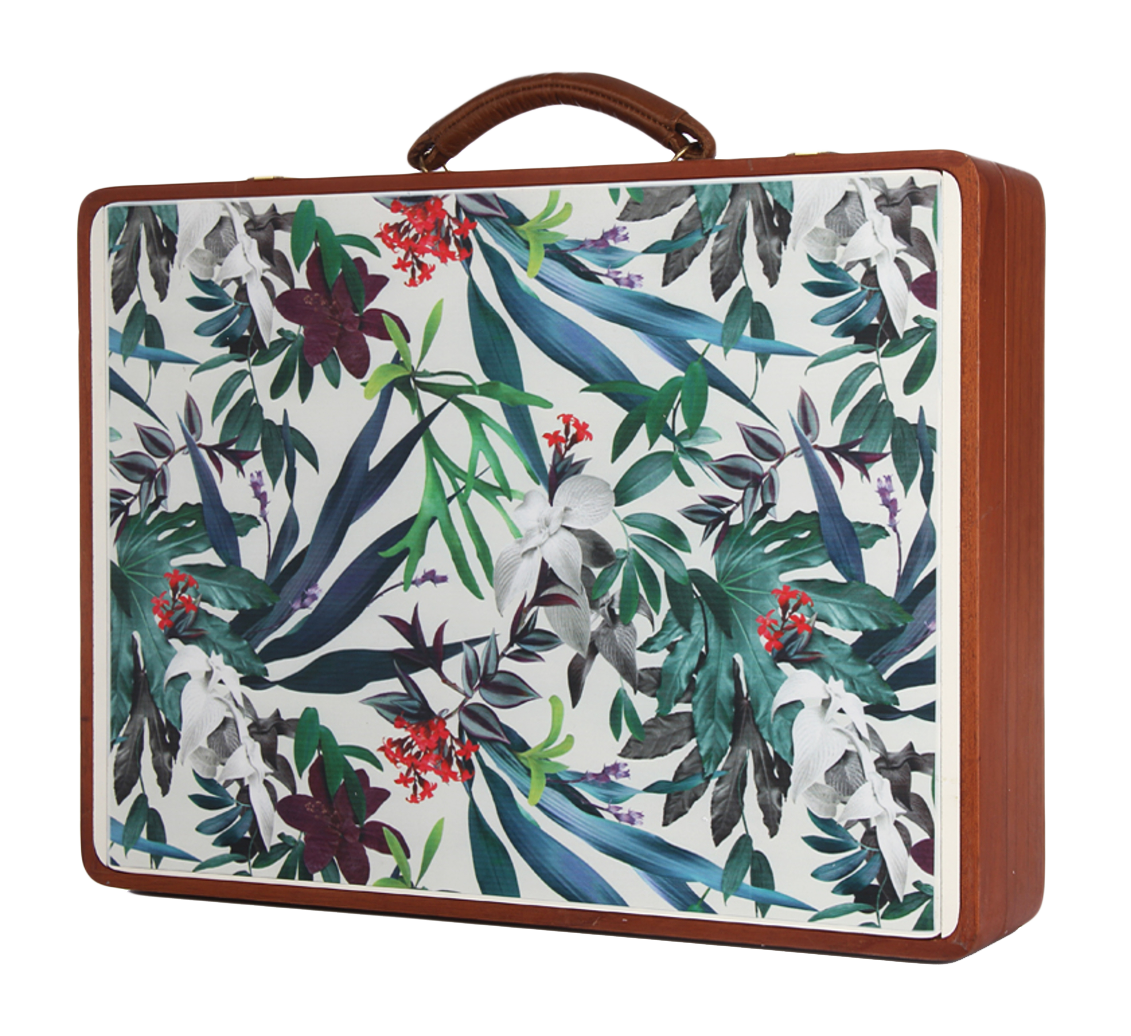A Suitcase With Floral Design