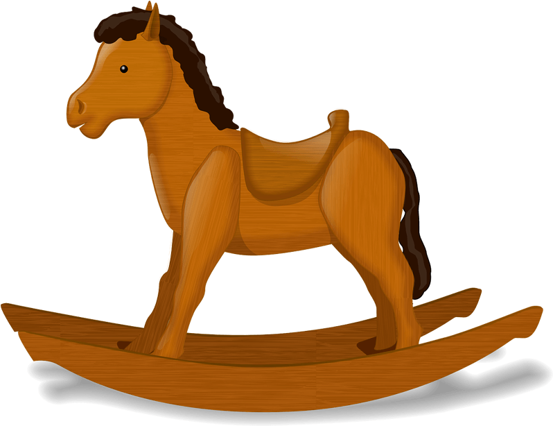 A Wooden Horse On A Black Background