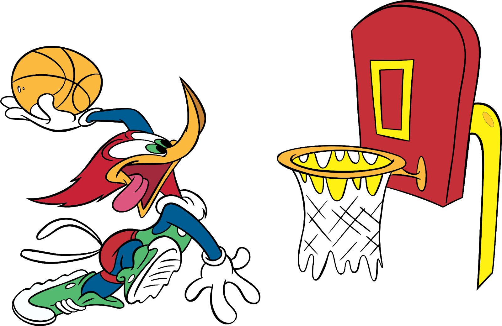 Cartoon Bird Playing Basketball