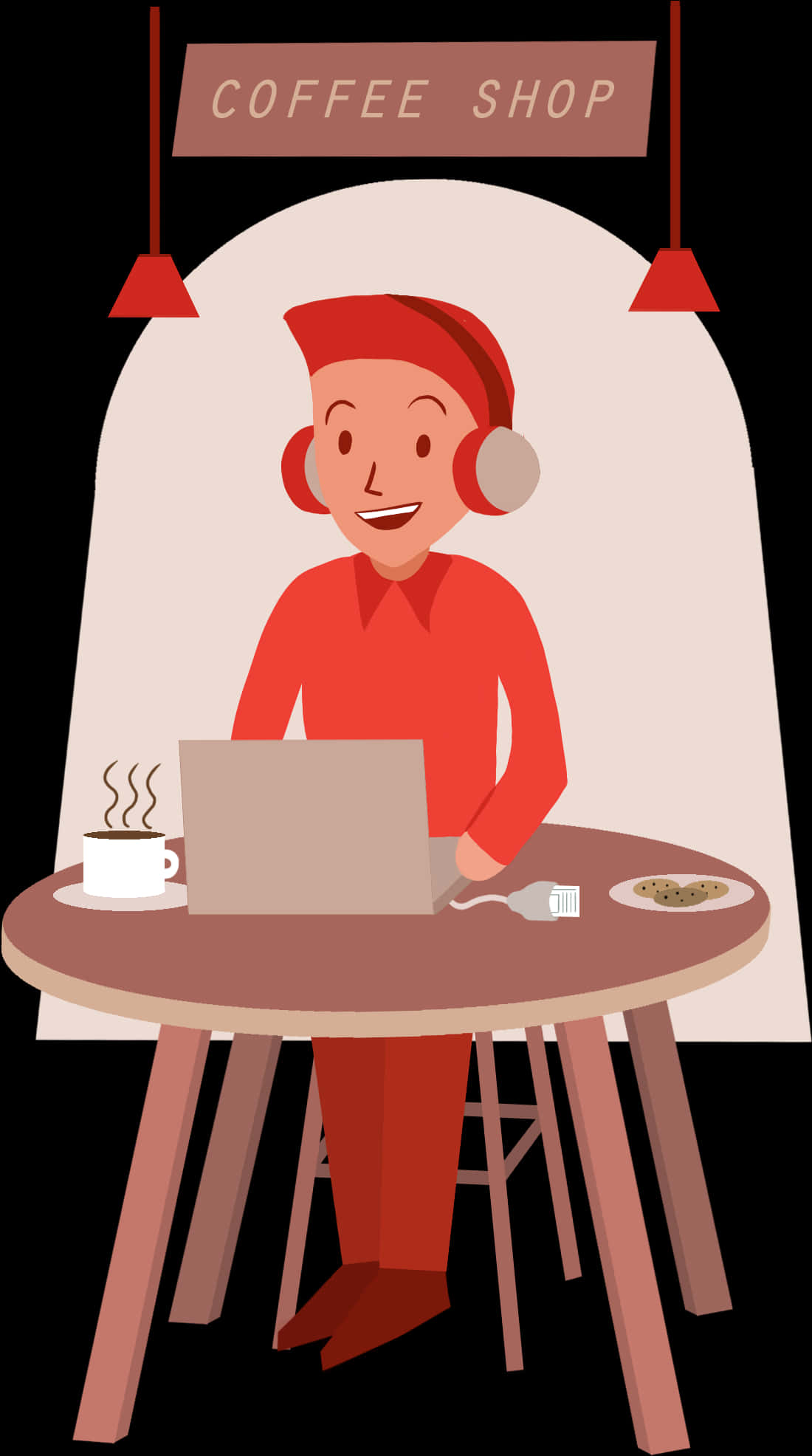 A Cartoon Of A Man Sitting At A Table With A Laptop