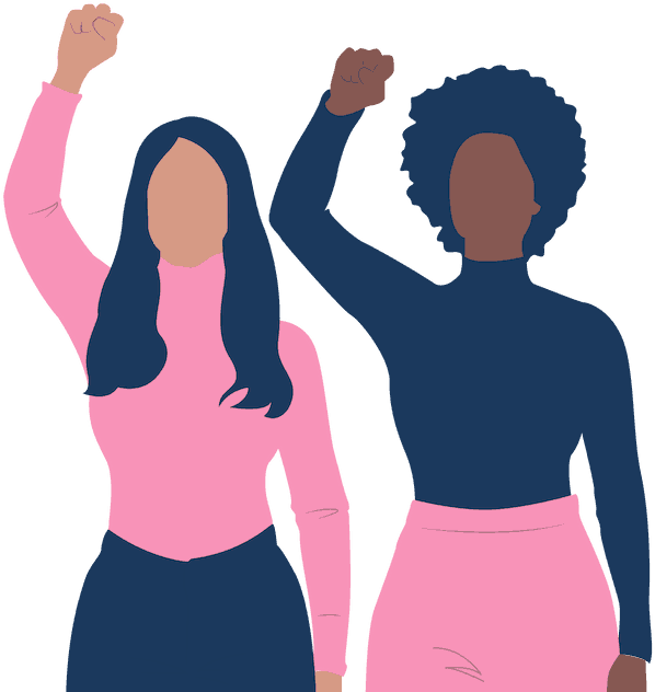 A Couple Of Women With Their Arms Raised