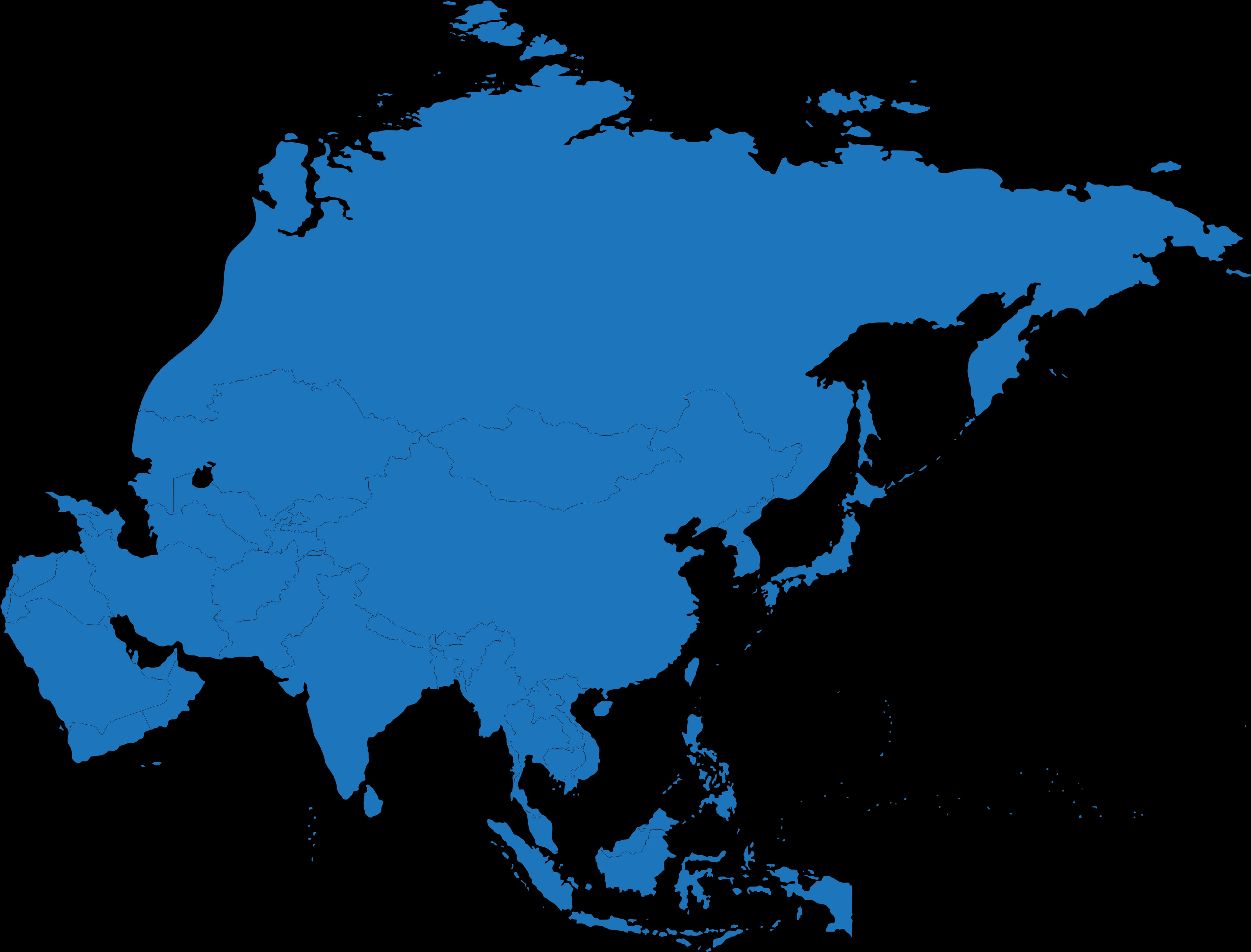 A Blue Map Of Asia