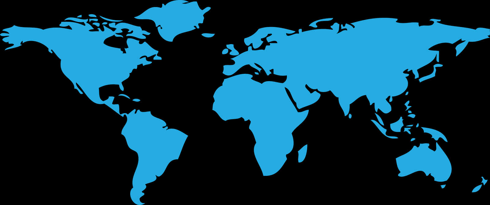 A Blue World Map On A Black Background