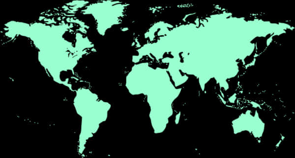 Mint Green World Map