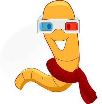 A Cartoon Worm Wearing Glasses And A Scarf