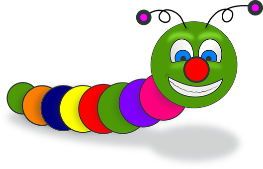A Cartoon Of A Colorful Worm