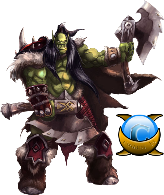 A Cartoon Of A Green Orc Warrior Holding An Axe