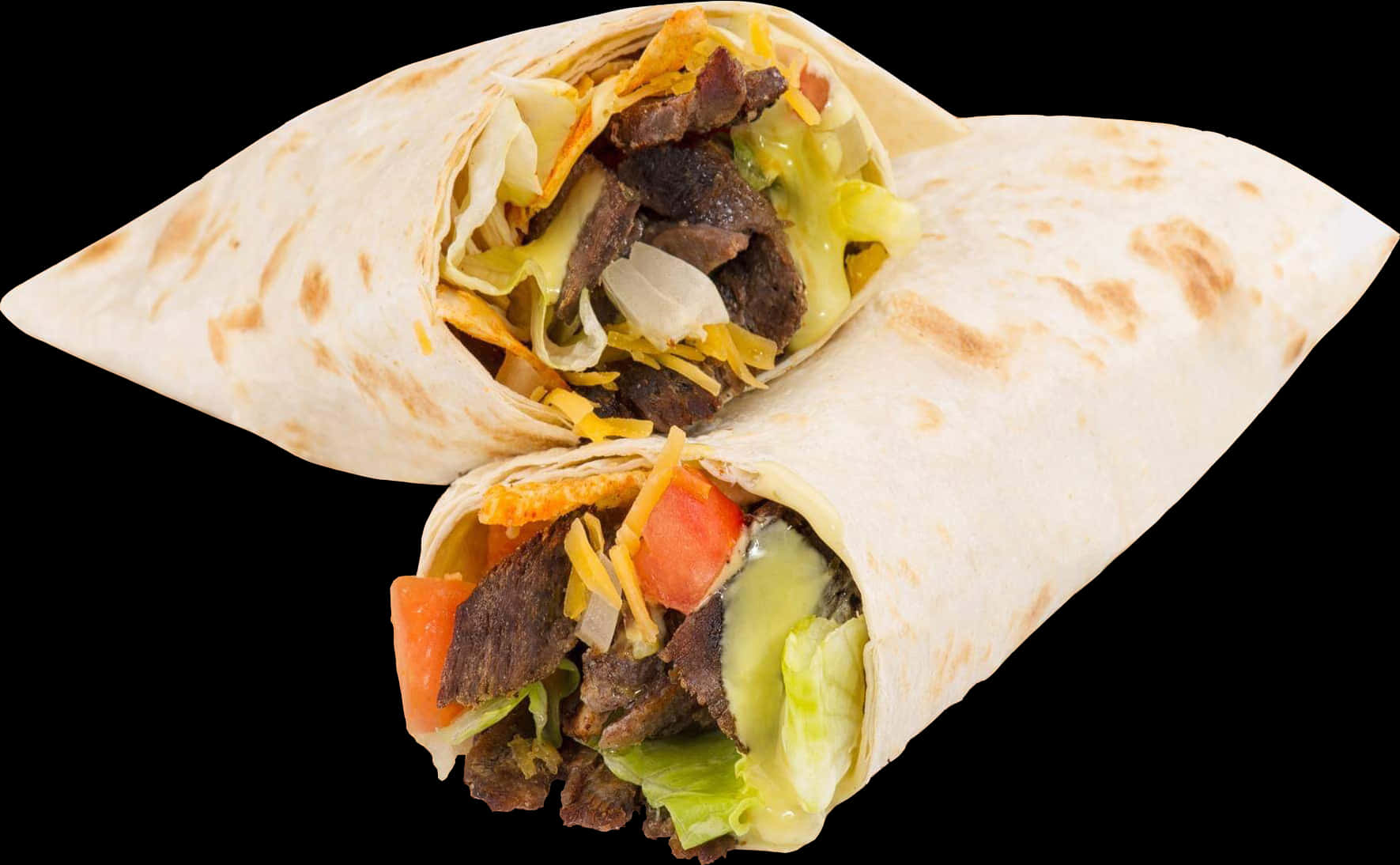 A Burrito With Meat And Vegetables