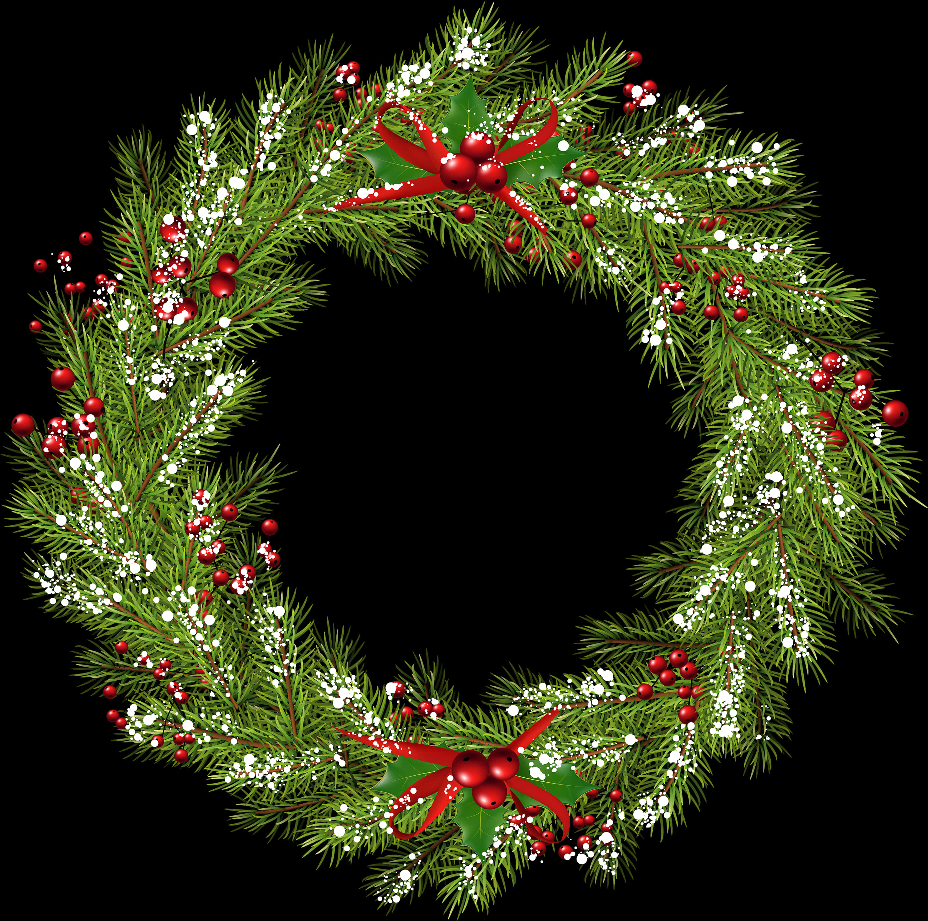 A Wreath Of Pine Branches And Berries