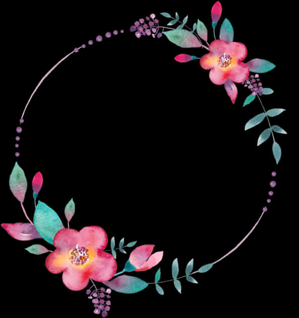 Wreath Frame With Pink Flowers Design