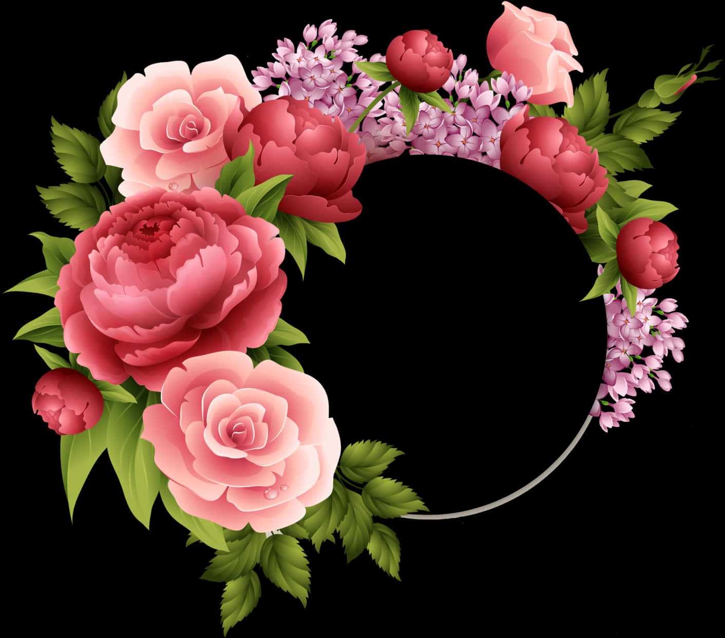 Wreath With Peony Flowers Design