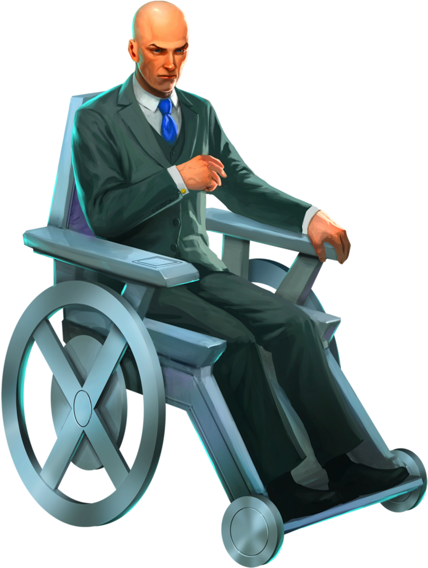 A Man In A Suit And Tie Sitting In A Wheelchair