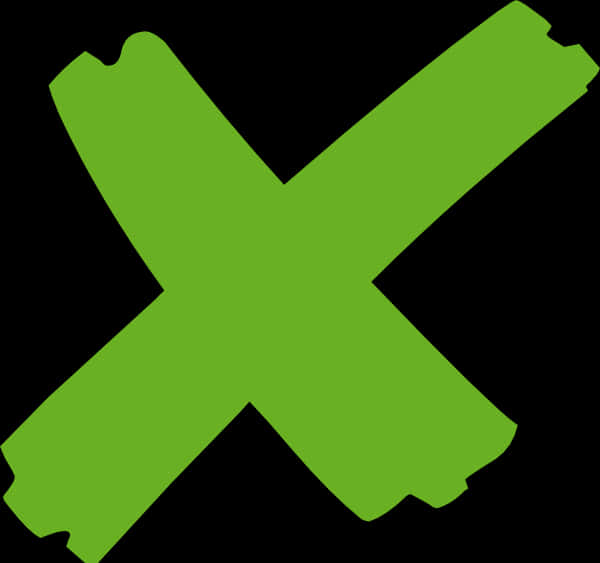 A Green X Mark On A Black Background