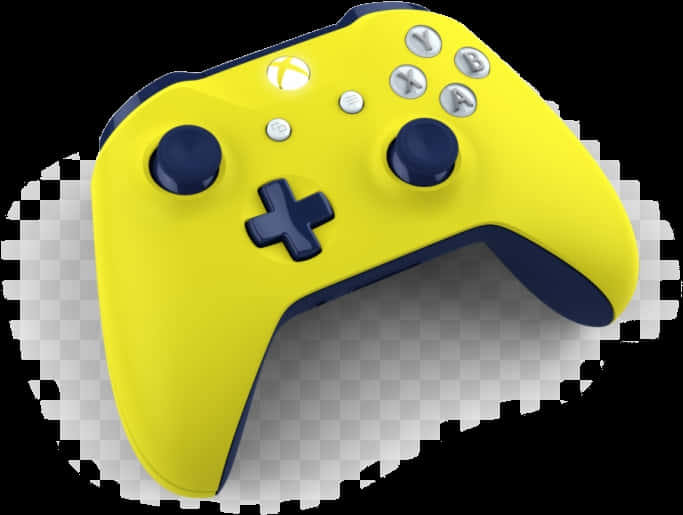 A Yellow And Blue Video Game Controller