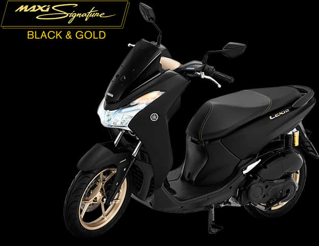 A Black Scooter With Gold Accents