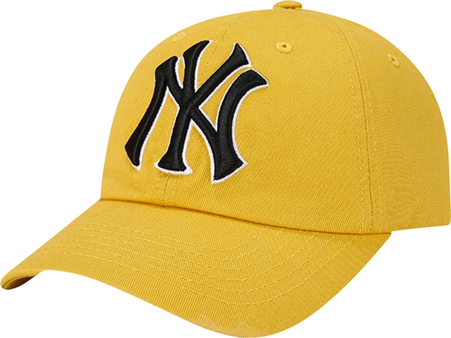 A Yellow Hat With A Black Logo