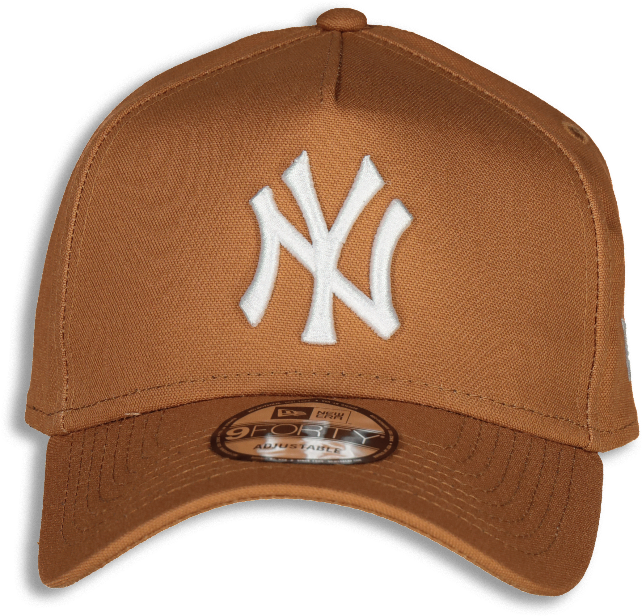 A Brown Hat With A White Logo