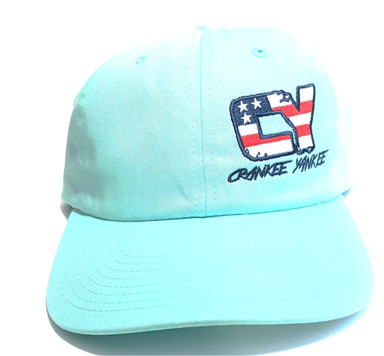 A Light Blue Baseball Hat With A Logo On It