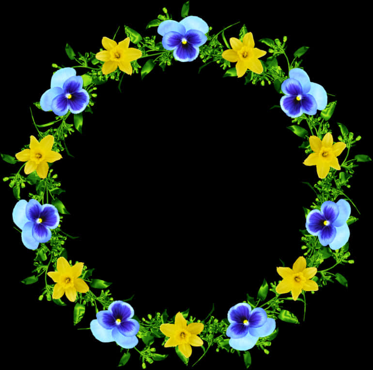 Yellow And Blue Floral Picture Frame