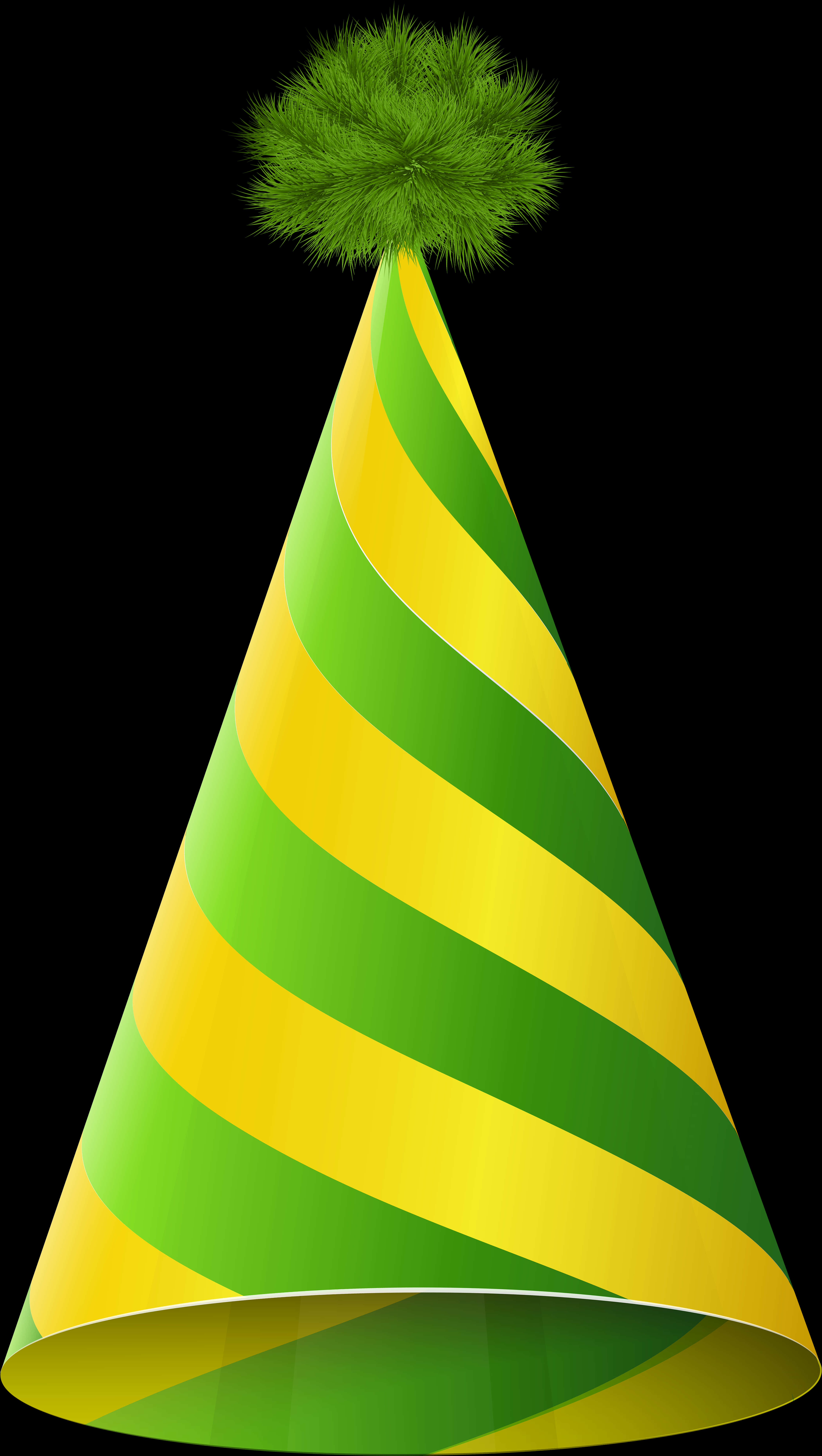 A Green And Yellow Striped Party Hat
