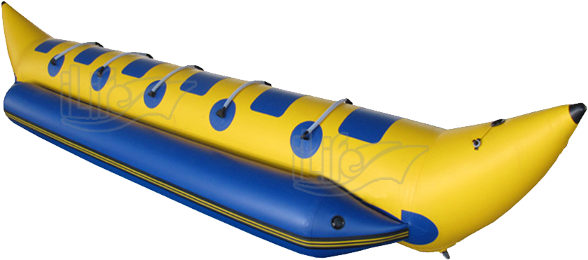A Yellow And Blue Inflatable Banana Boat