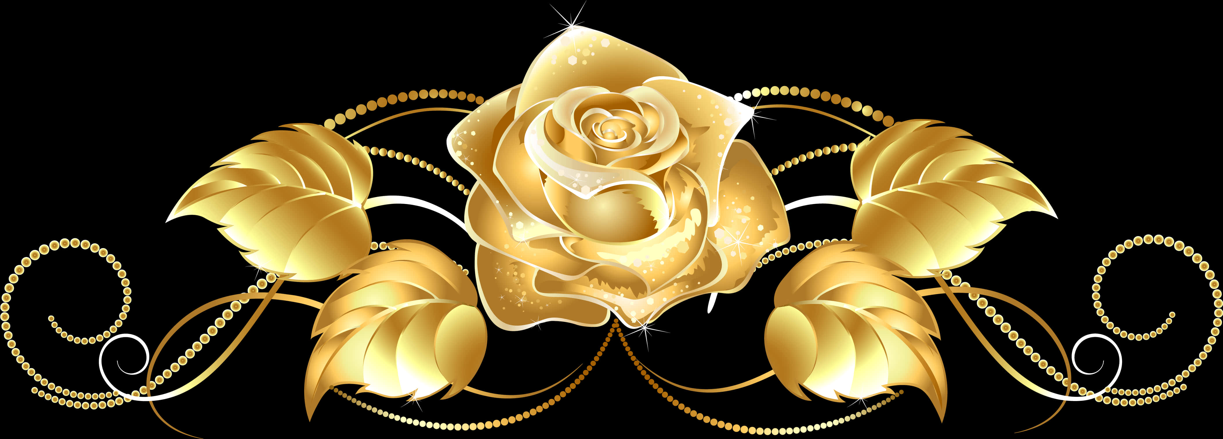 A Gold Rose With Beads