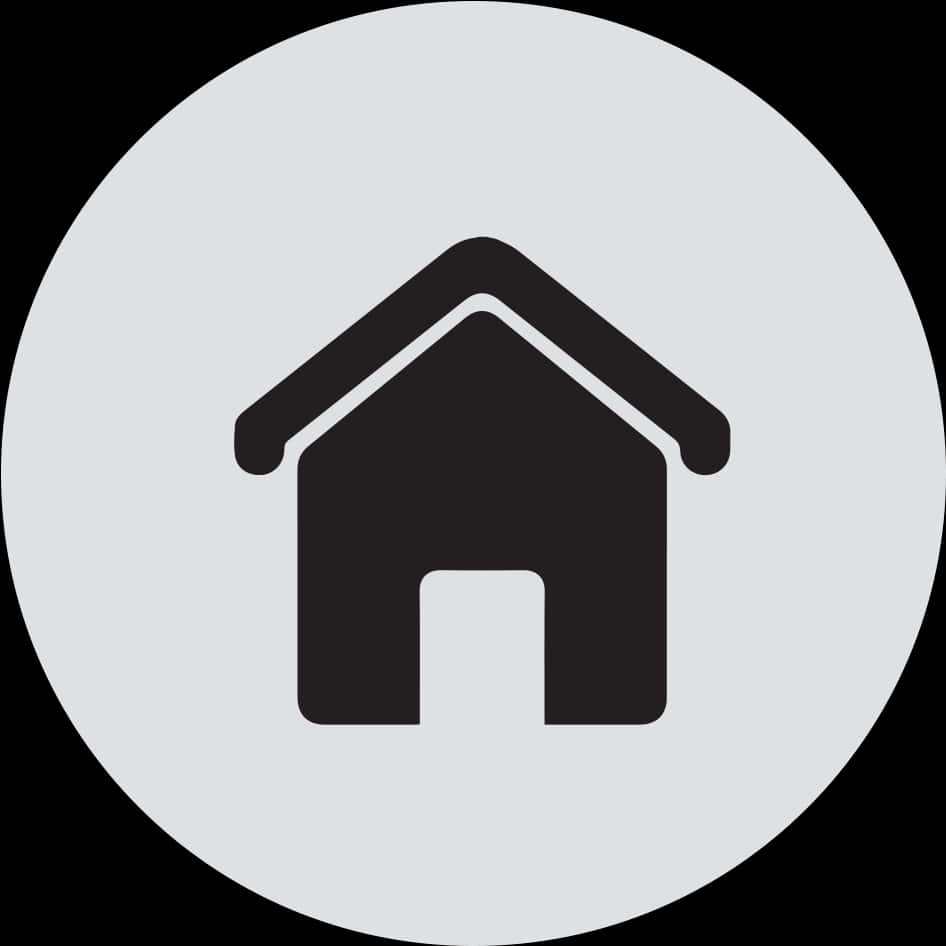 A Black And White Circle With A House In The Middle
