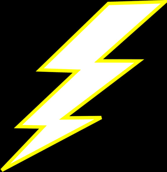 A White Lightning Bolt With Yellow Outline