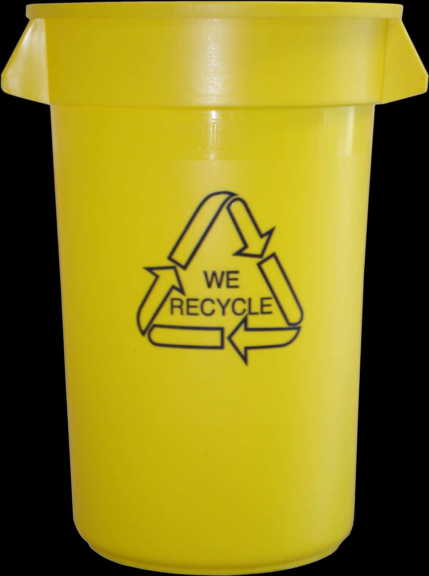 A Yellow Recycle Bin With A Black Logo