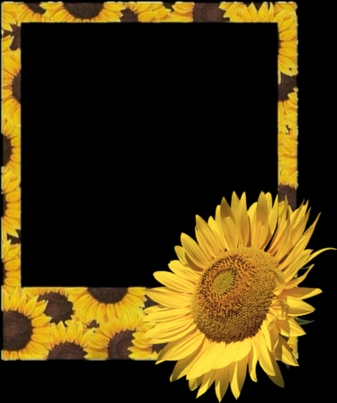 Yellow Sunflower Polaroid Frame Png