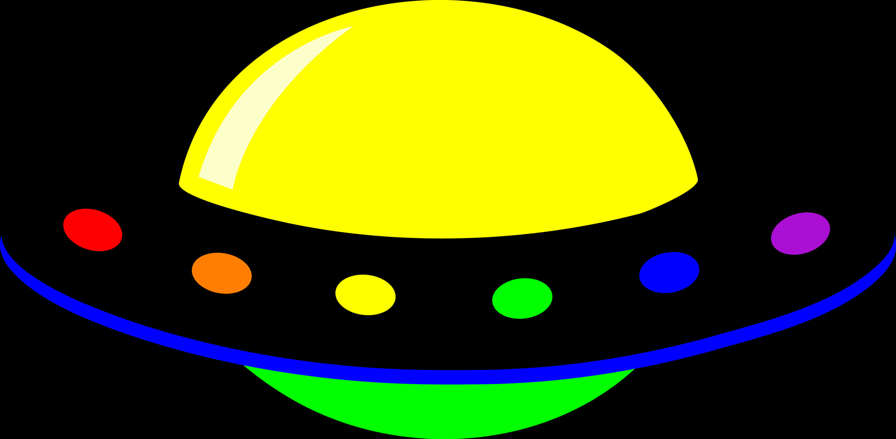 A Yellow Ufo With Multicolored Circles
