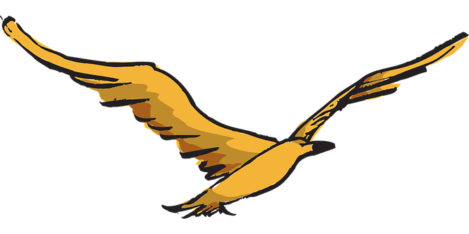 A Yellow Bird Flying In The Sky
