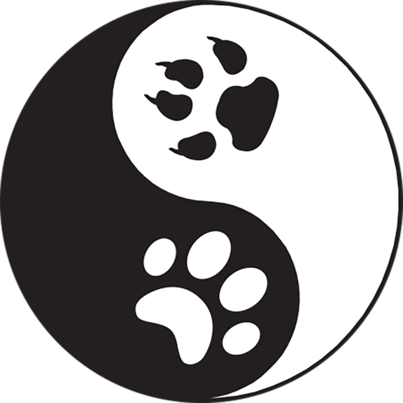 A Black And White Yin Yang With Paw Prints