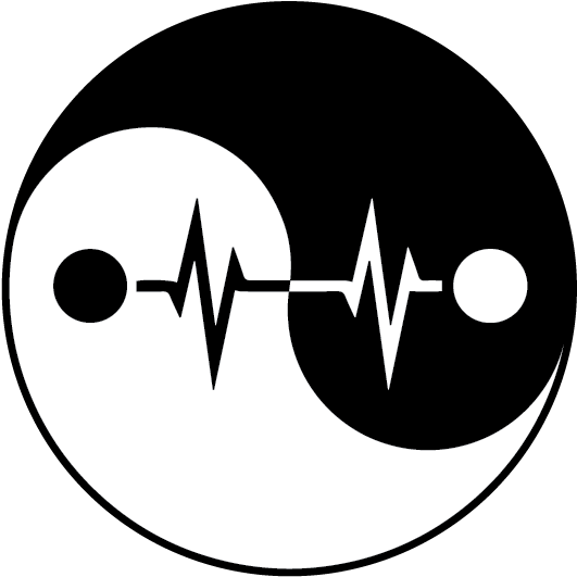 A Black And White Symbol With A Black Background