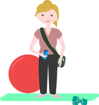 A Cartoon Of A Woman Standing On A Mat