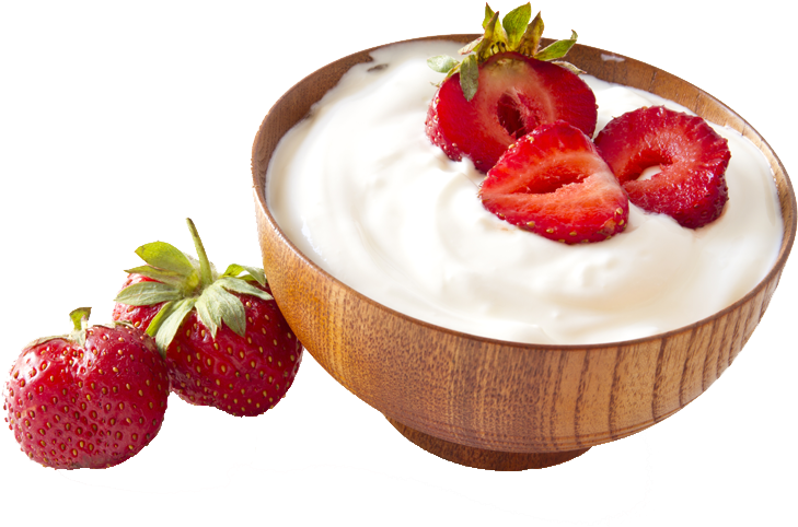 A Bowl Of Yogurt With Strawberries