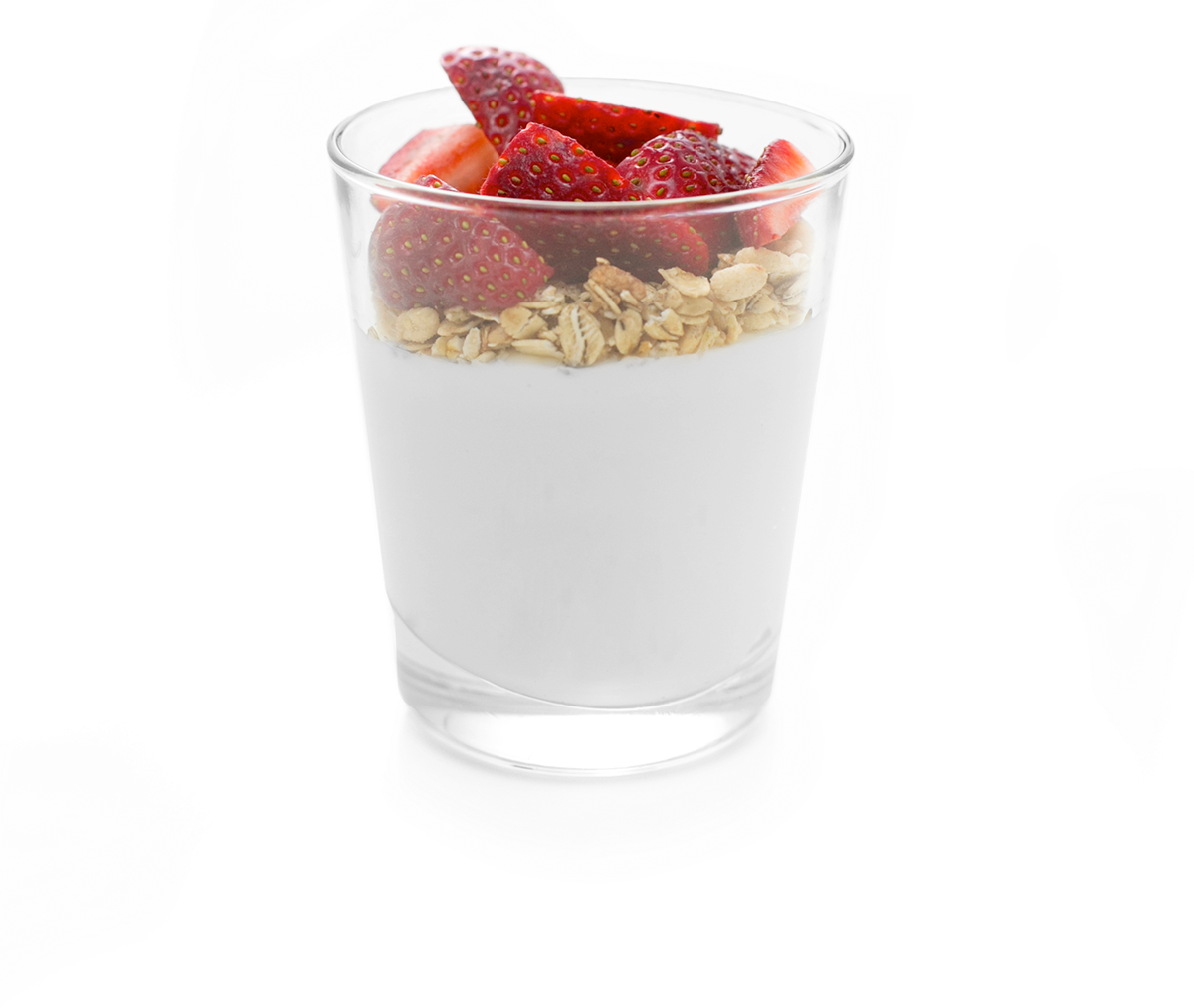A Glass Of Yogurt With Strawberries And Oat Flakes