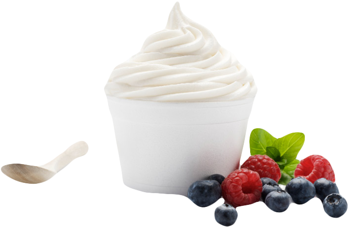 A Cup Of Frozen Yogurt With Berries