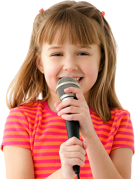 A Girl Singing Into A Microphone
